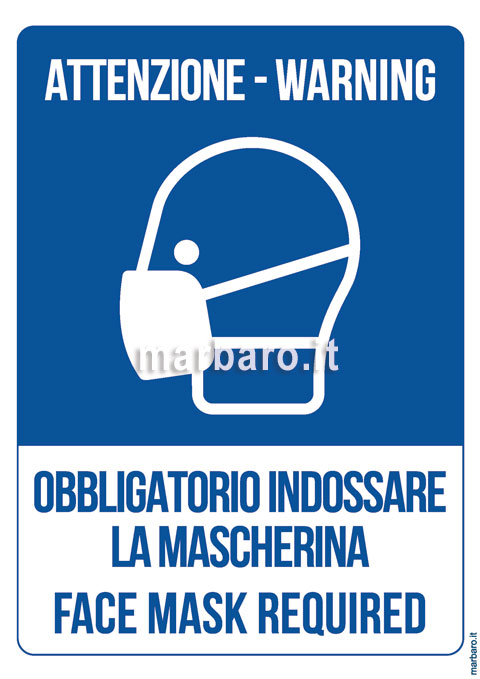 Cartello obbligo mascherina da stampare